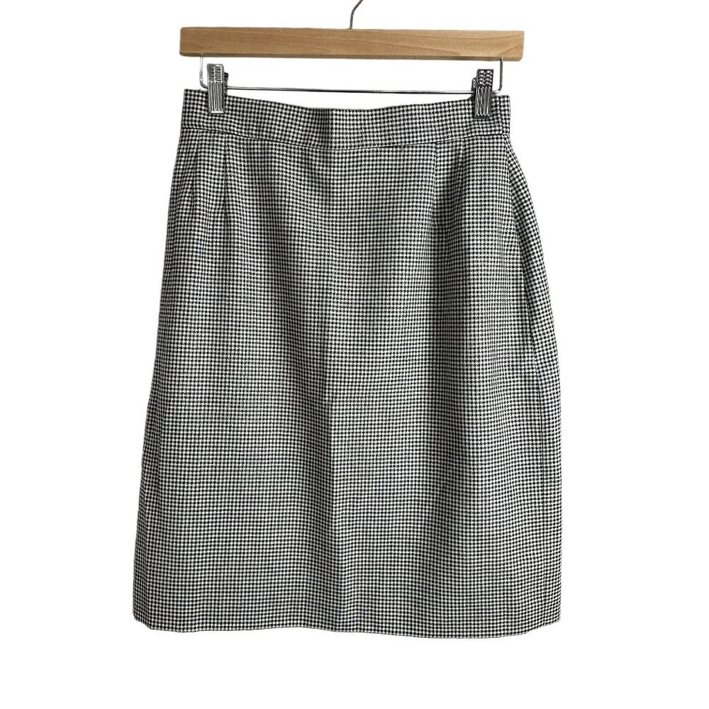 Escada Wool Houndstooth Pencil Skirt Large‎ 100% Puppytooth